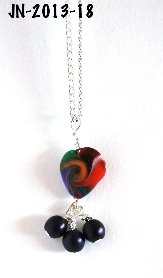 Swirled Heart Necklace on a Chain Necklace, Handmade Necklace, Fashion Jewelry