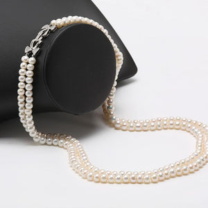 7-7.5MM Double-strand White Round Freshwater Pearl Necklace