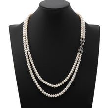 Load image into Gallery viewer, 7-7.5MM Double-strand White Round Freshwater Pearl Necklace