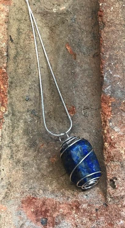 Lapis Lazuli Stone Wire Wrapped Necklace