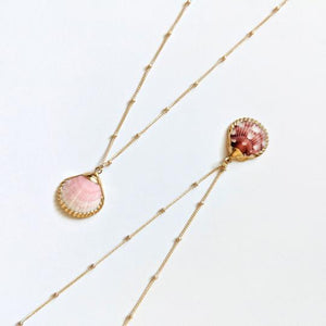 Necklace - White/Cream Clam Shell - Inspire Gold Chain - 16"-18" - Medium Shell