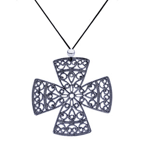Lacey Black Cross Necklace