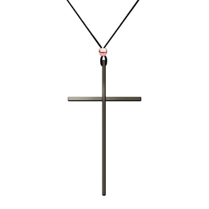 Lacey Black Cross Rose Gold Bead Necklace