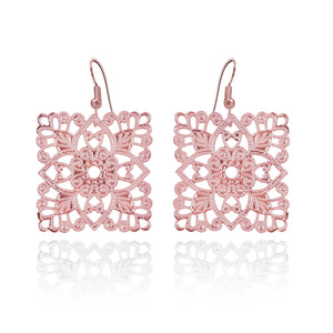 Lacey Square Rose Gold Earrings