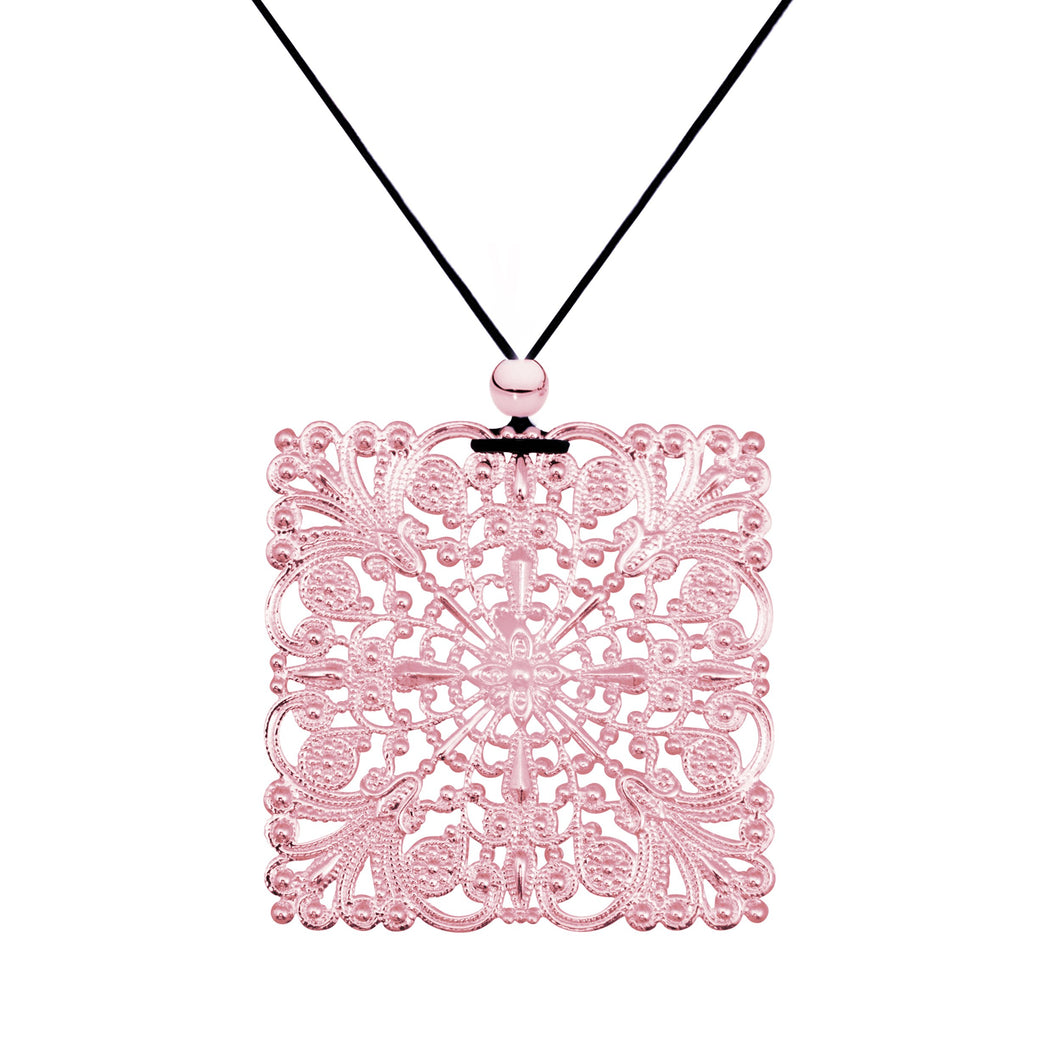 Lacey Square Rose Gold Necklace