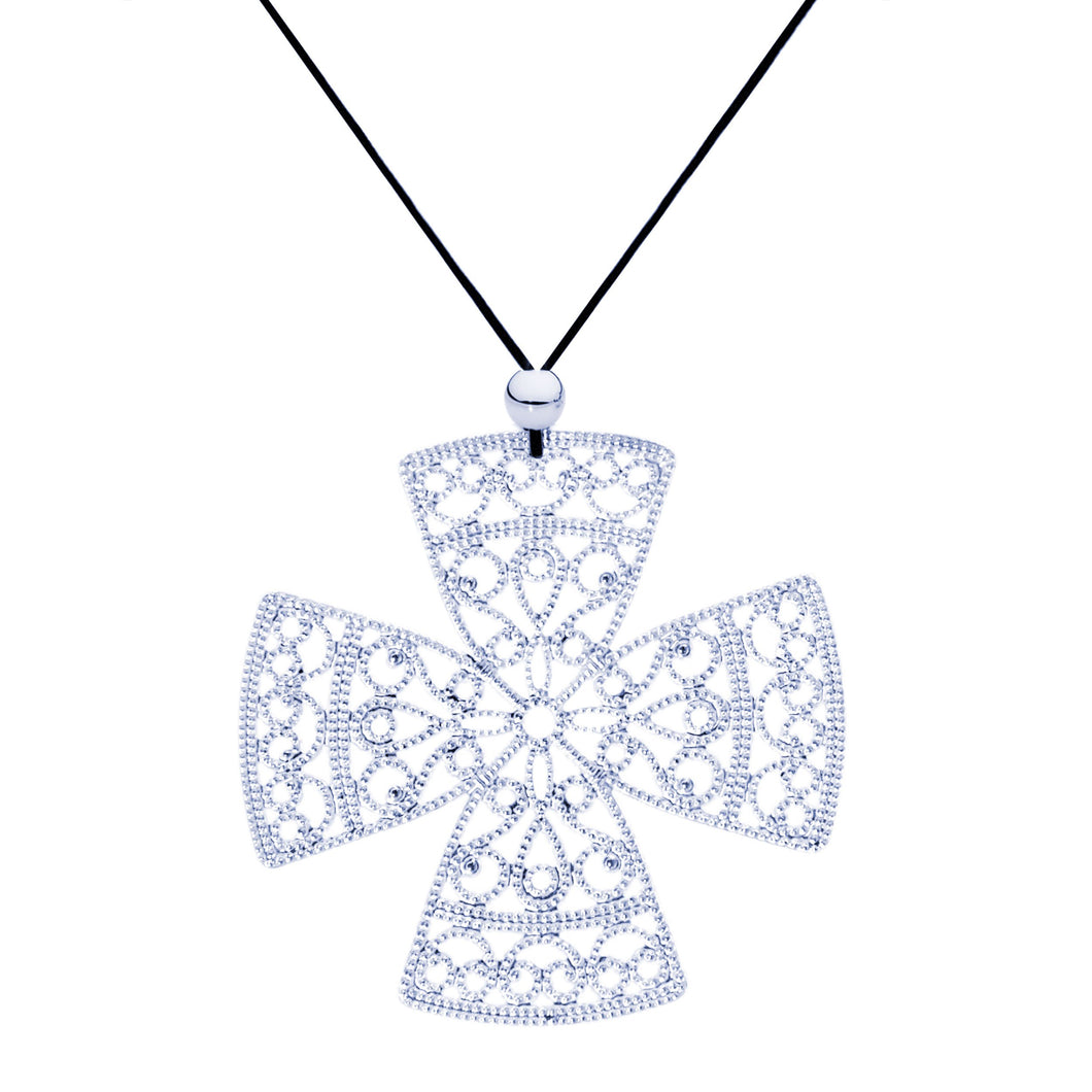 Lacey Silver Cross Necklace
