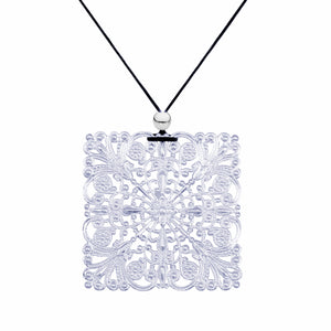 Lacey Square Silver Necklace