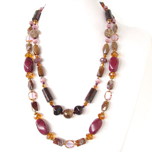 Suede: 46" Long Chunky Necklace