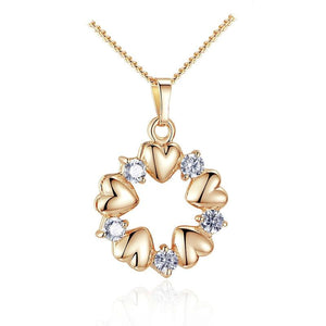 Luxury Gold Color Heart Necklaces & Pendants with AAA Zircon For Women