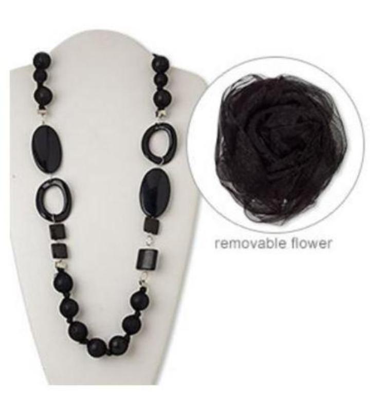 Black Mesh Ribbon Necklace With Removable Rose