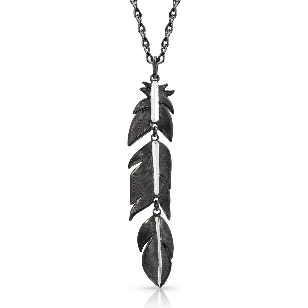 Moonlit Melody Black Feather Necklace