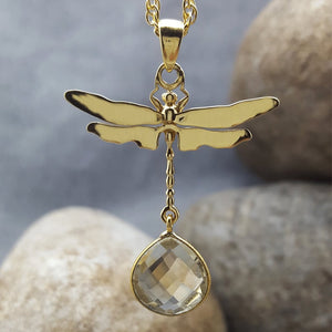DRAGONFLY CITRINE GOLD NECKLACE
