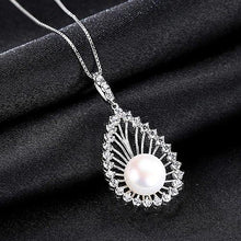 Load image into Gallery viewer, 100% Real 925 Sterling Silver Link Chain Necklaces for Women Pearl Pendant Necklace Fine Jewelry Cute Gifts
