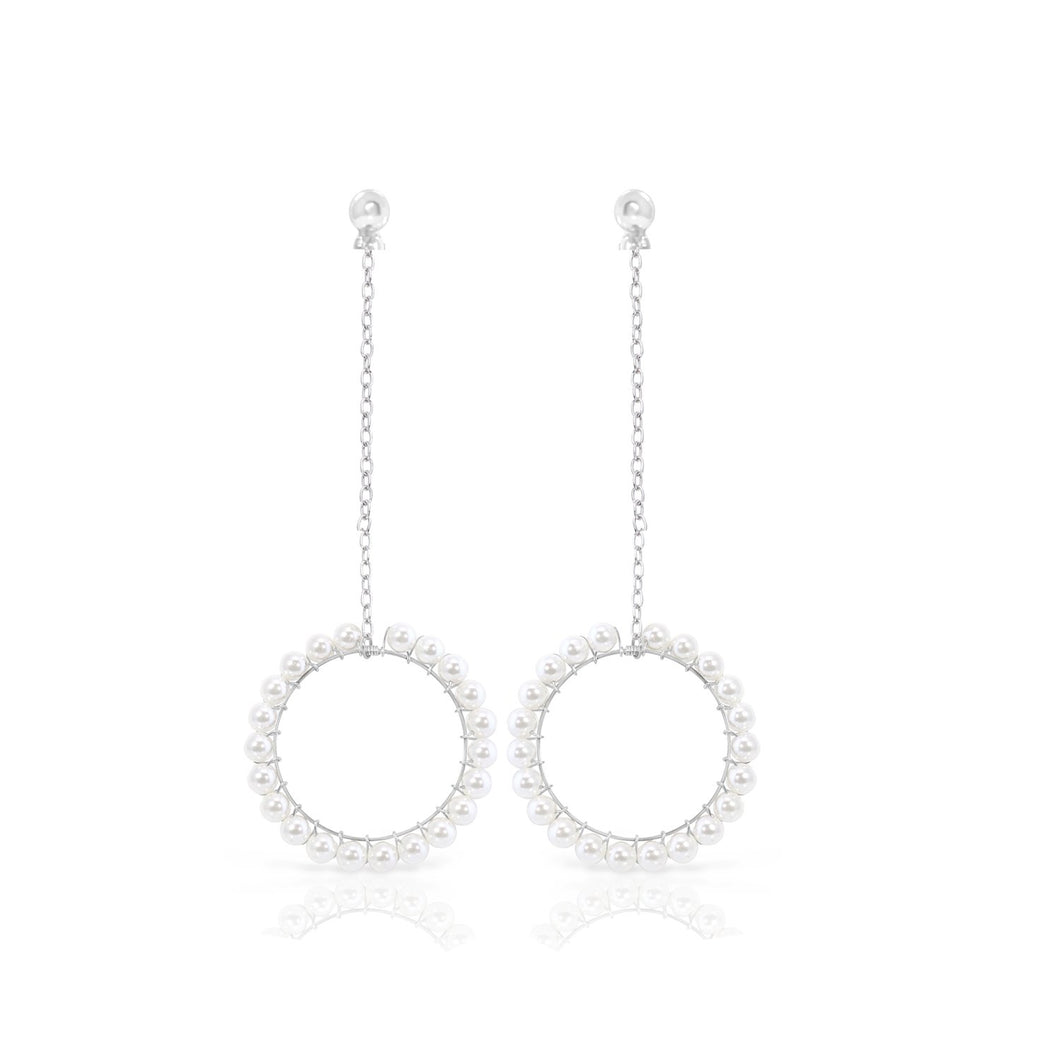 Pèrle Circle of Pearls Chain Stud Earrings