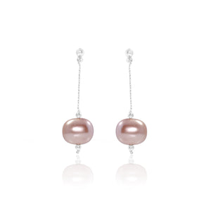 Pèrle Pink & Silver Shell Pearl Earrings