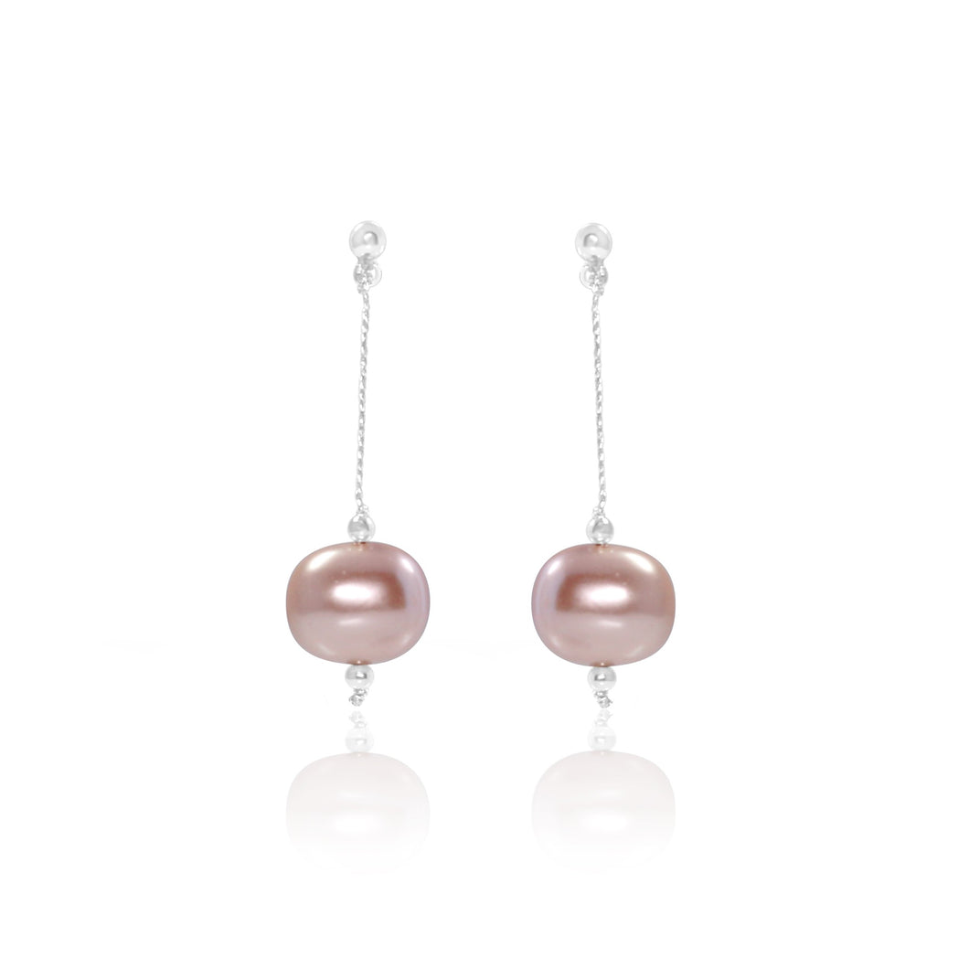 Pèrle Pink & Silver Shell Pearl Earrings