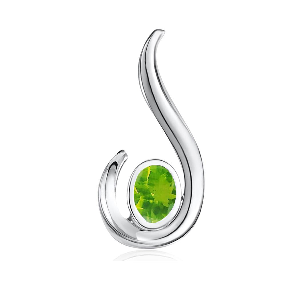 FANY Jewelry 925 Sterling Peridot Gemstone Women Charm Argentium Silver Necklaces Pendant 0.39 ct