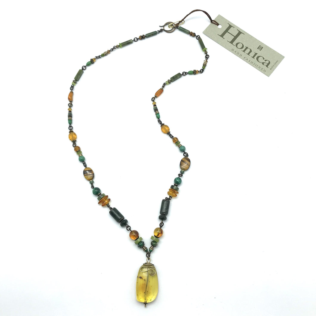 Elemental Amber Necklace, 27 inches
