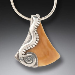 HANDMADE SILVER FOSSILIZED WALRUS TUSK NECKLACE - LIFE STREAM