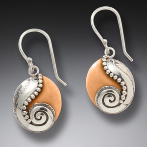 "Life Stream" Fossilized Walrus Tusk Sterling Silver Earrings