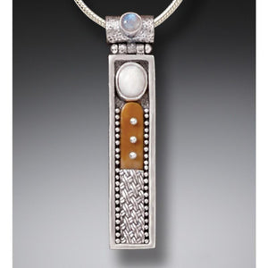 "Eternal Motif" Ancient Fossilized Walrus Ivory Tusk and Labradorite Sterling Silver Pendant