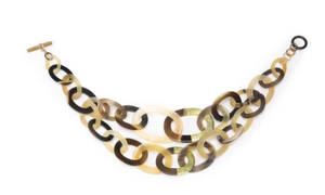 Honey Buffalo Horn Links w/Gold Accents Necklace