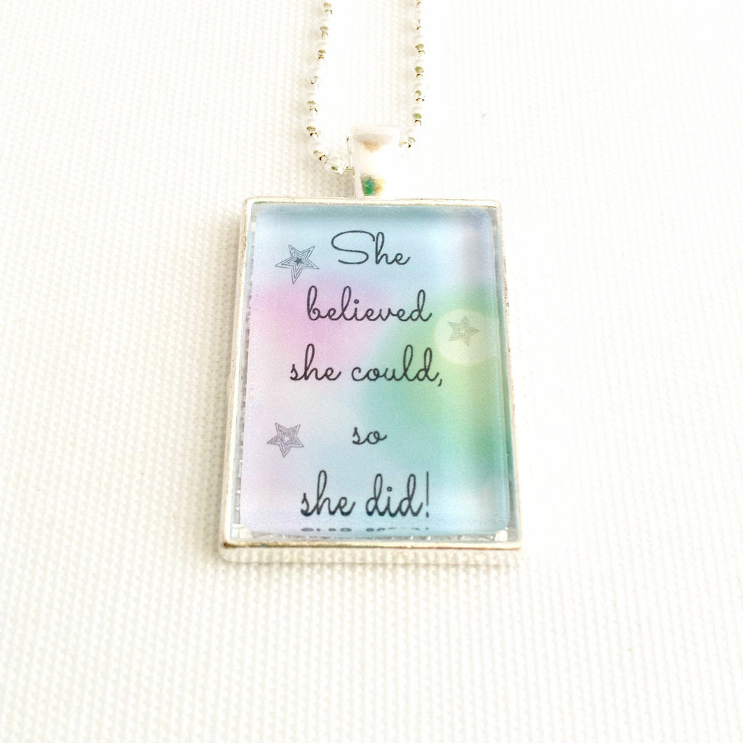 positive quote pendant, inspirational jewellery, empowering necklace