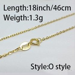 1.3g to 2.0g 18k gold O Chain necklace for women Au750 16 18inch (45cm) yellow gold color Hot sale for fine jewelry