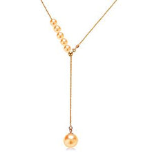 Load image into Gallery viewer, 18k Gold unique Innovation version Y necklace threaded up 5 pcs round pearl and 1 pearl pendant Multiple ways of wearing