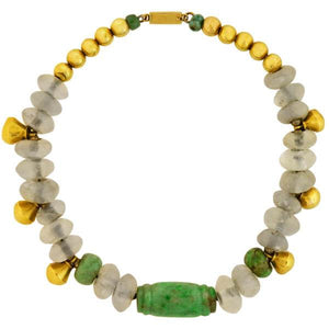 SPRATLING Rare Vintage Ancient Mayan Jade + Rock Crystal Beaded Necklace