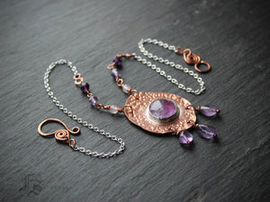 Purple Rain. Cloud Necklace in Copper and Sterling with Amethyst.