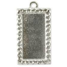 Large Simple Rectangle Frame Charm - Qty 2 - TierraCast Rhodium Silver Plated LEAD FREE Pewter D/C