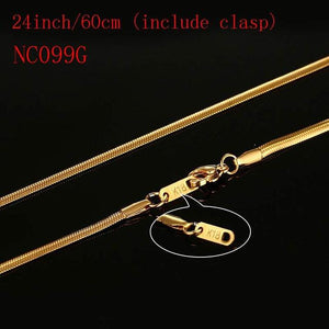 Vnox 24inch Gold-color Chain Necklace Long Stainless Steel Metal Snake/Cable/Round Box Chain