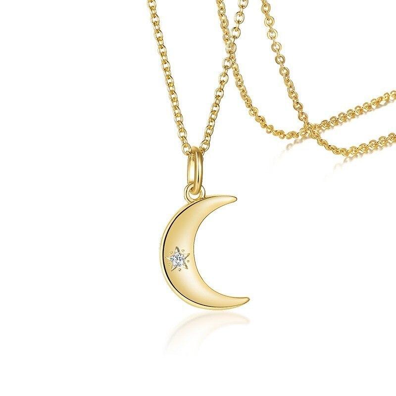 Elegant Moon Star Pendants for Women Gold Color Coin Necklace Chic Holiday Collier