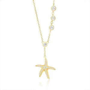 Fashion Starfish Necklaces for Women Gold Tone 925 Sterling Silver collar femenino Gifts