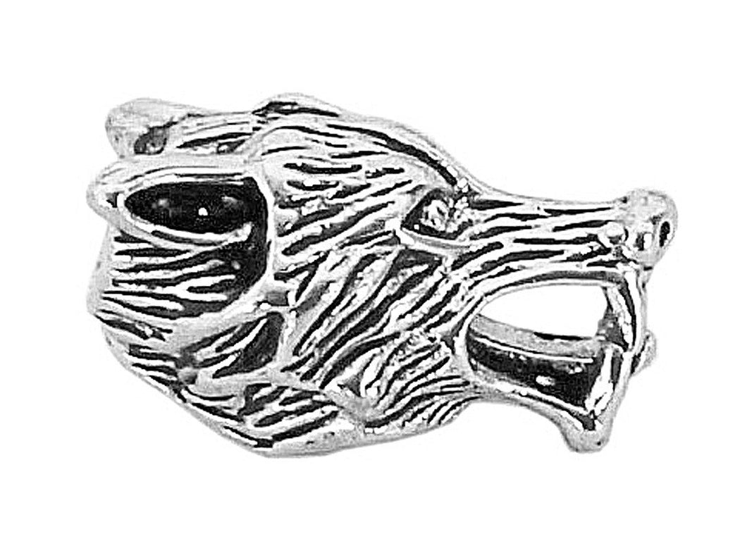 New! Wolf's Head Hair Bead - Silver