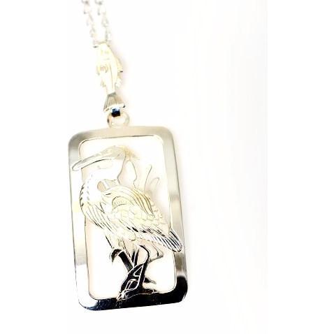 Sterling Silver Heron Pendant Necklace