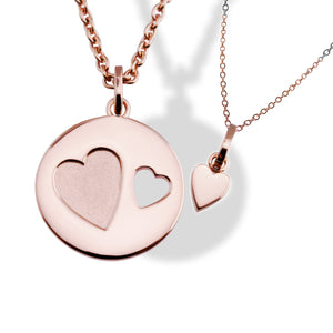 Me & You Sterling Silver with Rose Gold finish Necklace Set