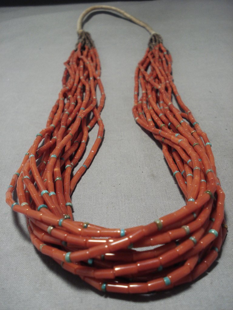 Absolutely Opulent Vintage Santo Domingo/ Navajo Native American Jewelry jewelry Coral Turquoise Squaw Necklace