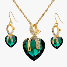 Load image into Gallery viewer, Crystal Gem Heart Necklace Set