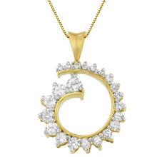 Load image into Gallery viewer, 10K Yellow Gold 1 CTTW Round Cut Diamond Curve Pendant Necklace (H-I, I1-I2)