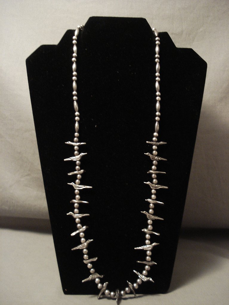 Bird Hand Carved Vintage Navajo/ Santo Domingo Sterling Native American Jewelry Silver Old Necklace