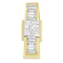 Load image into Gallery viewer, 14K Yellow Gold 1ct. TDW Baguette and Princess-cut Diamond Pendant Necklace (G-H,VS1-VS2)