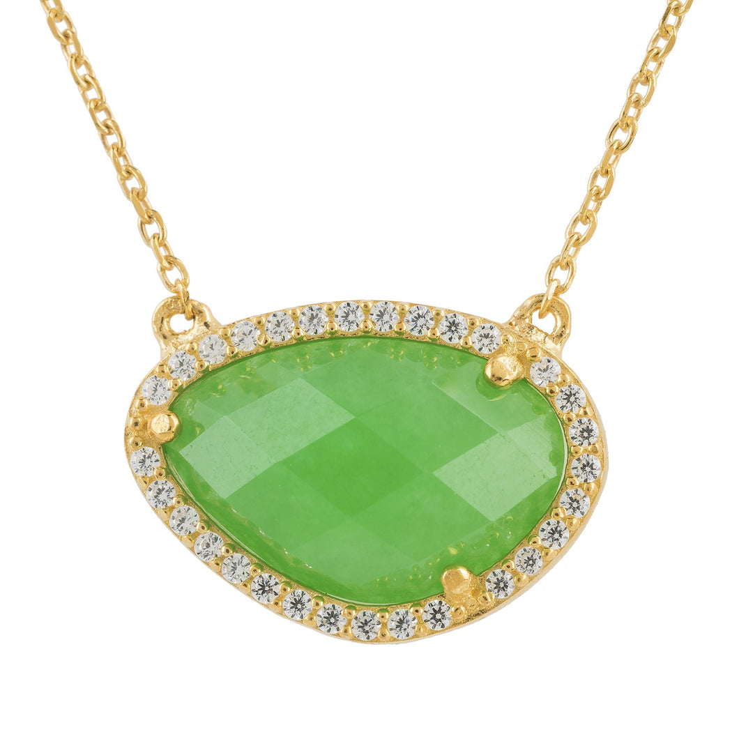 Sofia Green Onyx Gemstone Necklace Gold