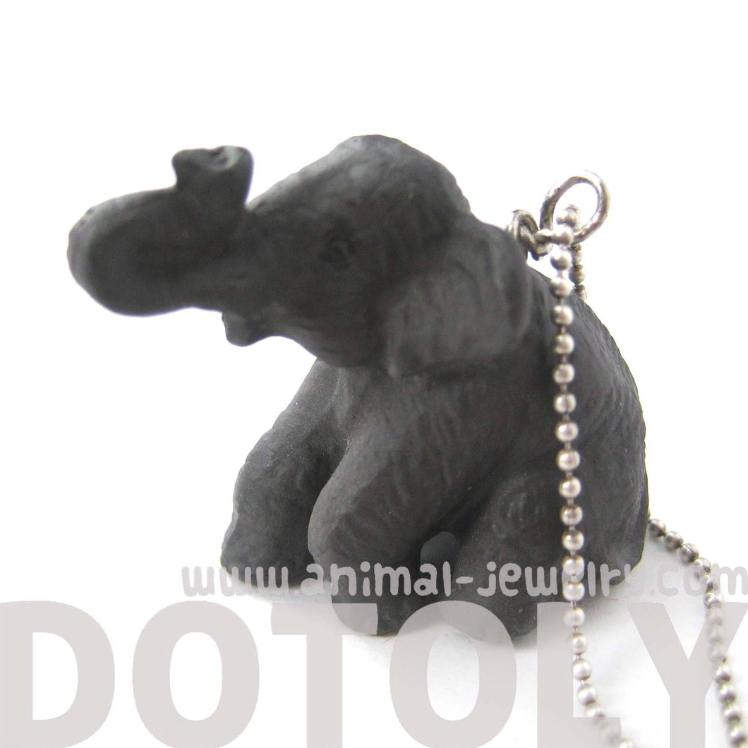 Elephant Porcelain Ceramic Animal Pendant Necklace in Sitting Pose | Handmade