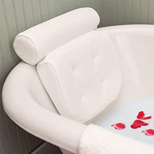 Essort Bath Pillow Spa, Bath Pillow with Suction Cups, Ergonomic Home Spa Headrest for Bathtub, Hot Tub, Jacuzzi, Home Spa (38 X 36 X 8.5 cm) White