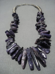 Exquisite Vintage Native American Jewelry Navajo Amethyst Sterling Silver Necklace Old