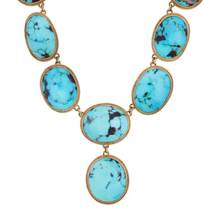 Edwardian 14kt Natural Turquoise Festoon Style Necklace 16.5"