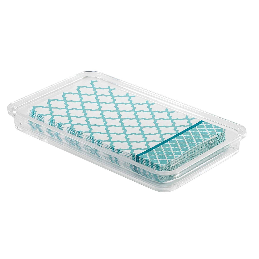 iDesign Clarity Plastic Guest Towel Tray, Non-Slip Vanity Board for Bathroom, Kitchen, Office, Craft Room, Countertops, 9.7
