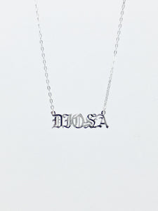 DIOSA nameplate chain necklace in sterling silver